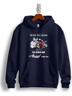 MGAX Motosiklet Koruyucu Meleğiniz Baskılı Regular Kapşonlu Sweatshirt