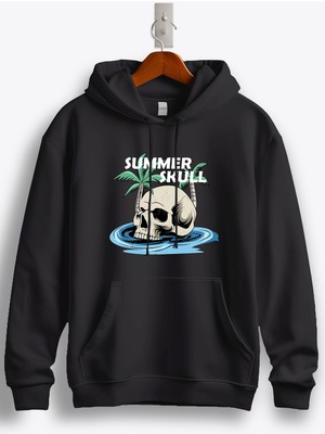 MGAX Deniz Summer Skull Baskılı Regular Kapşonlu Sweatshirt