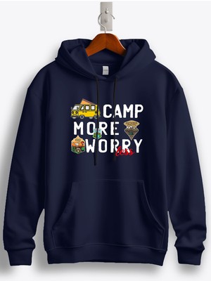 MGAX Kampçı Camp More Worry Less Baskılı Regular Kapşonlu Sweatshirt