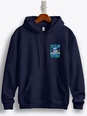 MGAX Dalgıç Let's Go Diving Arma Baskılı Regular Kapşonlu Sweatshirt