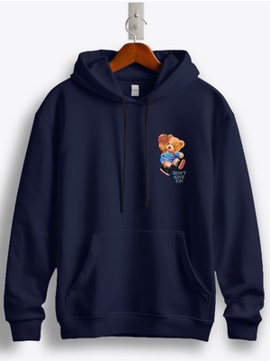 MGAX Basketbol Sevimli Ayı Don't Give Up Arma Baskılı Regular Kapşonlu Sweatshirt