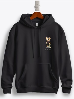 MGAX Sevimli Ayı Skate King Arma Baskılı Regular Kapşonlu Sweatshirt