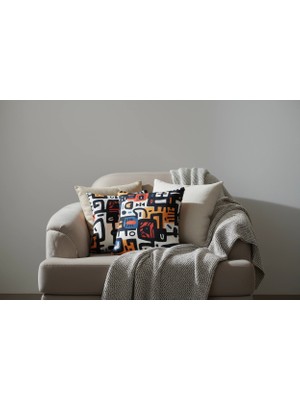 NDC Home Renkli Soyut Desenli Dekoratif Kırlent 2 Adet Kırlent Kılıfı – Modern Geometrik Tasarım 45 x 45 cm