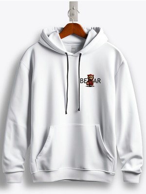 MGAX Basketbol Sevimli Ayı Oyuncu Arma Baskılı Regular Kapşonlu Sweatshirt