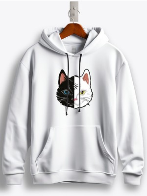 MGAX Kedili Moon Cat Baskılı Regular Kapşonlu Sweatshirt