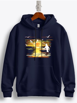 MGAX Balıkçı Gün Batımı Baskılı Regular Kapşonlu Sweatshirt