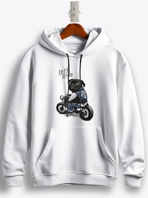 MGAX Motosiklet Let's Ride Dog Baskılı Regular Kapşonlu Sweatshirt