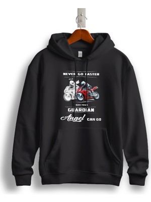 MGAX Motosiklet Koruyucu Meleğiniz Baskılı Regular Kapşonlu Sweatshirt