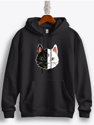 MGAX Kedili Moon Cat Baskılı Regular Kapşonlu Sweatshirt