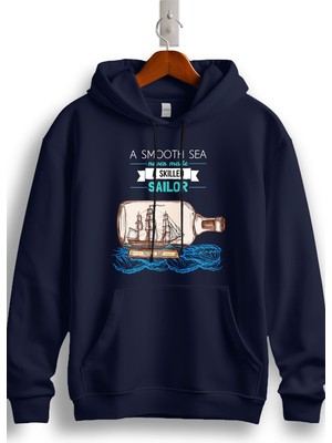 MGAX Denizci Smooth Sea Never Made Sailor Baskılı Regular Kapşonlu Sweatshirt