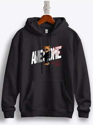 MGAX Sevimli Ayı Awesome Born With Style Baskılı Regular Kapşonlu Sweatshirt