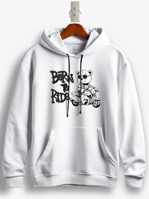MGAX Motosiklet Born To Ride Regular Baskılı Kapşonlu Sweatshirt