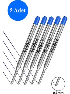 Artlantis Scrikss Mavi Tükenmez Kalem Yedeği Metal 0.7mm 5 Adet Tükenmez Kalem Refili Tükenmez Kalem Yedeği