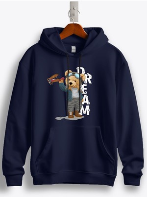 MGAX Sevimli Ayı Dream Pilot Baskılı Regular Kapşonlu Sweatshirt