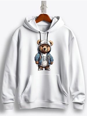 MGAX Sevimli Ayı Bear Baskılı Regular Kapşonlu Sweatshirt