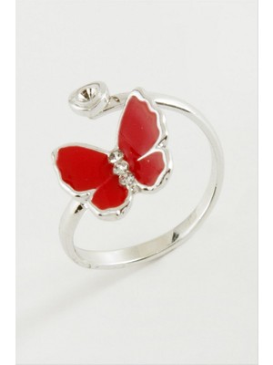 Zero Land Gld-Spt- Kelebek Taşlı Mineli Yüzük Küçük - Gümüş Rengi