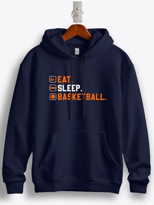 MGAX Eat Sleep Basketball Baskılı Regular Kapşonlu Sweatshirt
