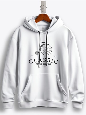 MGAX Bisiklet Classic Retro Bicycle Baskılı Regular Kapşonlu Sweatshirt
