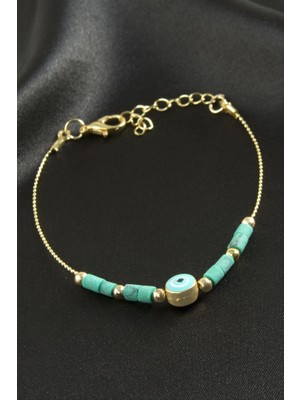 Zero Land Gld-Spt- Nazar Kum Boncuk Bileklik - Turkuaz