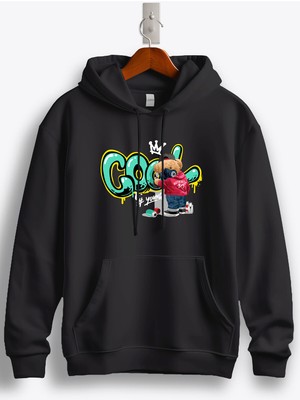 MGAX Sevimli Ayı Havalı Genç Baskılı Regular Kapşonlu Sweatshirt