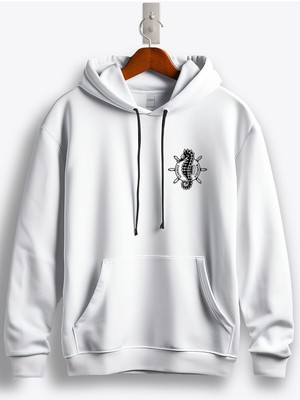 MGAX Deniz Atı Arma Baskılı Regular Kapşonlu Sweatshirt