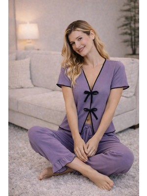 Fames Bürümcük Kısa Kol Bağlamalı Pijama Takım