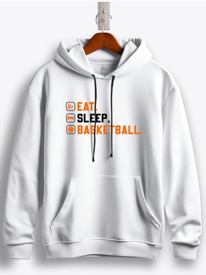 MGAX Eat Sleep Basketball Baskılı Regular Kapşonlu Sweatshirt