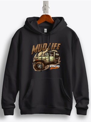 MGAX Off Road Mud Life Baskılı Regular Kapşonlu Sweatshirt