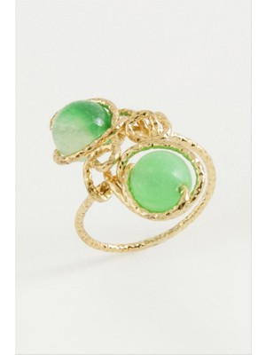 Zero Land Gld-Spt- Ceyt Doğal Taşlı Yüzük - Gümüş Rengi