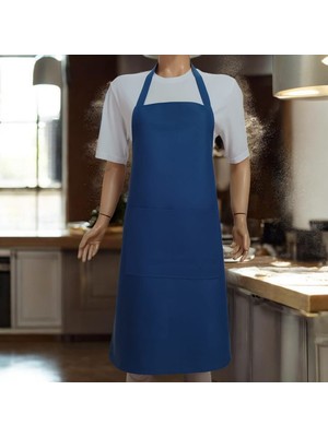 Düşler Ev Tekstili Mavi Cepli Büyük Beden Ayarlanabilir Su ve Leke Itici Özelliği Bulunan Şef Mutfak Önlüğü
