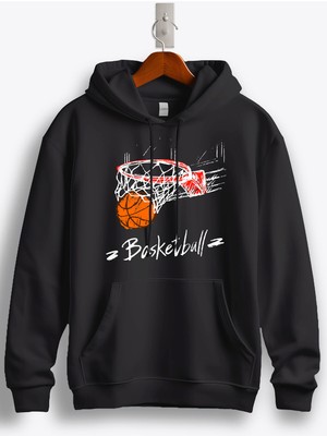 MGAX Basketbol Basketball Pota Baskılı Regular Kapşonlu Sweatshirt