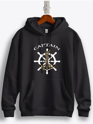 MGAX Denizci Captain Baskılı Regular Kapşonlu Sweatshirt