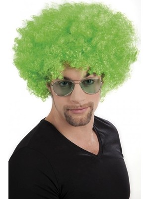 Livenda Yeşil Renk Kıvırcık Afro Bonus Peruk