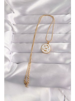 Fantastik Store 316L Çelik Gold Renk Beyaz Mineli Karışık Figürlü Tarot Kolye - Lisinya