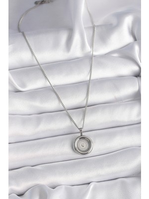 Fantastik Store 316L Çelik Gümüş Renk Zincir Gümüş Renk Altın Model Kadın Kolye - Lisinya