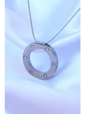 Fantastik Store 316L Çelik Gümüş Renk Zirkon Taşlı Model Kolye - Lisinya