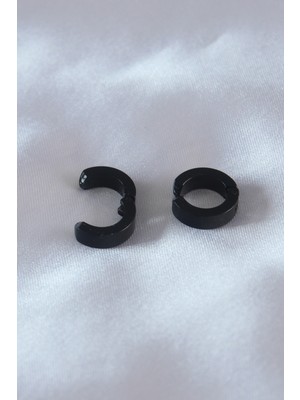 Fantastik Store Çelik Siyah Renk Sıkıştırmalı Erkek Küpe - Lisinya