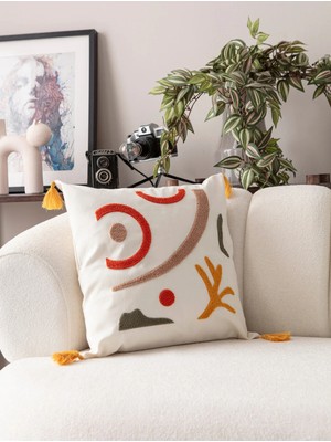 Swita Comfort Serisi Punch Işlemeli Keten Kırlent Kılıfı 43X43 cm