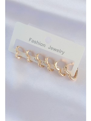 Fantastik Store Pirinç Gold Renk Kalp Model Küpe Seti - Lisinya