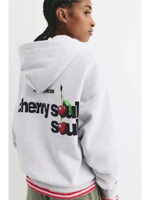 Divin Dont Hate Baskılı Kapüşonlu Oversıze Sweatshırt Büyük Beden