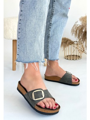 Fantastik Store Zooy Yeşil Nubuk Terlik - Lisinya