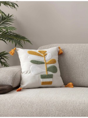 Swita Comfort Serisi Punch Işlemeli Keten Kırlent Kılıfı 43X43 cm