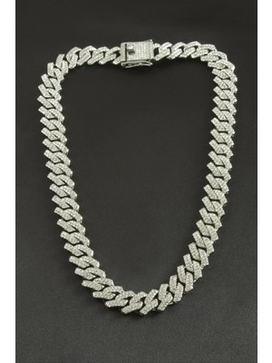 Zero Land Gld-Spt- Chain Zikzak Zirkon Taşlı Lüks Çelik Kolye - Sarı