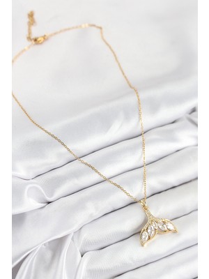 Fantastik Store 316L Çelik Zirkon Taşlı Balık Kuyruğu Model Gold Renk Kadın Kolye - Lisinya