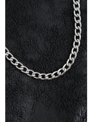 Fantastik Store 316L Çelik Kalın Klasik Zincir Model Gümüş Renk Erkek Kolye - Lisinya