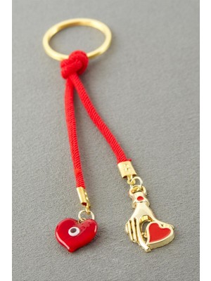 Zero Land Gld-Spt- Kalp El Camlı Ipli Anahtarlık - Kırmızı