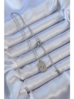 Fantastik Store 316L Çelik Zincir Gümüş Renk Zirkon Taşlı Kutup Yıldızlı Vintage Kolye - Lisinya
