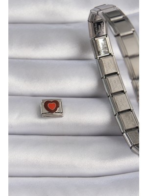 Fantastik Store 316L Çelik Gümüş Renk Kahverengi Kalp Işlemeli Nomination Charm - Lisinya