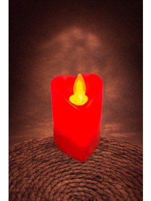Zero Land Gld-Spt- Kalp Şekilli Işıklı Mum - Kırmızı