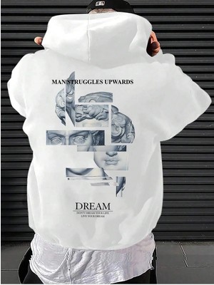 Divin Erkek Baskılı Sweatshırt Kapüşonlu 3iplik Oversize Kesim